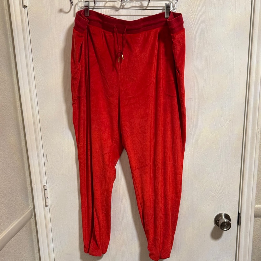 Secret Treasure's Women's 3X‎ Velour Draw String Lounge Pants Red Pockets Soft